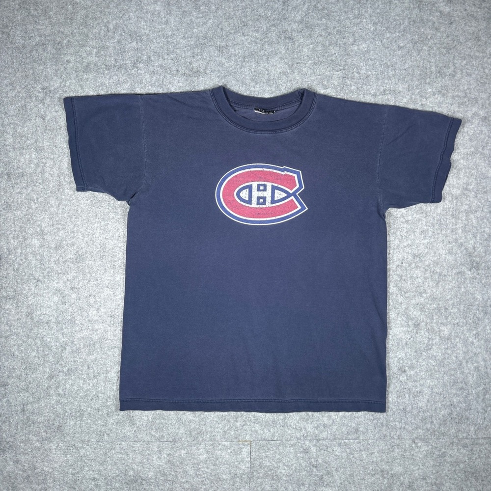 Vintage NHL T Shirt Mens Navy Blue Alex Kovalev 27 Montreal Canadiens Hockey Fan